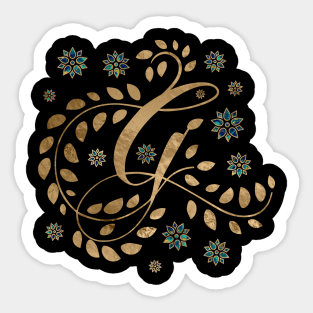 Luxury Golden Calligraphy Monogram with letter G Sticker